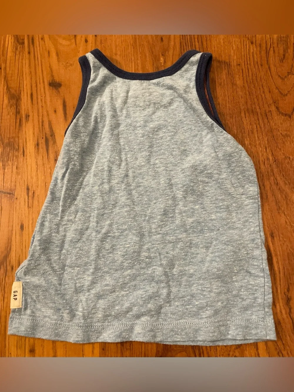 GAP Baby Heather Light Gray Tank with Navy Trim